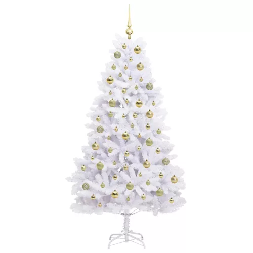  Műanyag Hajtogatós Karácsonyfa Fehér 180 cm PVC és Acél