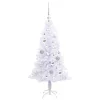  Mű karácsonyfa 150 LED-del állvánnyal Fehér 120 cm PVC és Acél