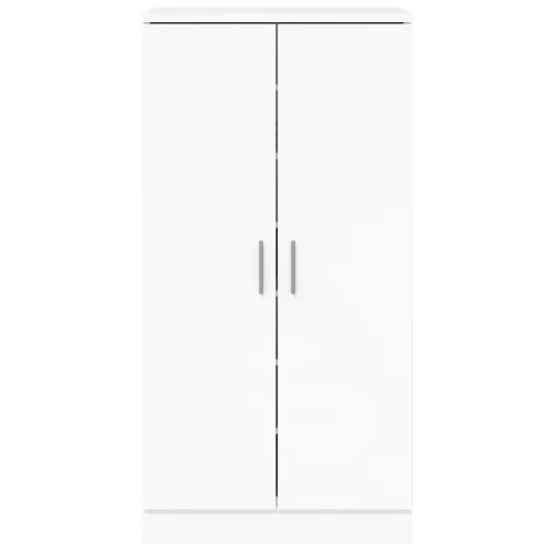  magasfényű fehér szerelt fa cipőszekrény 55 x 35 x 108 cm