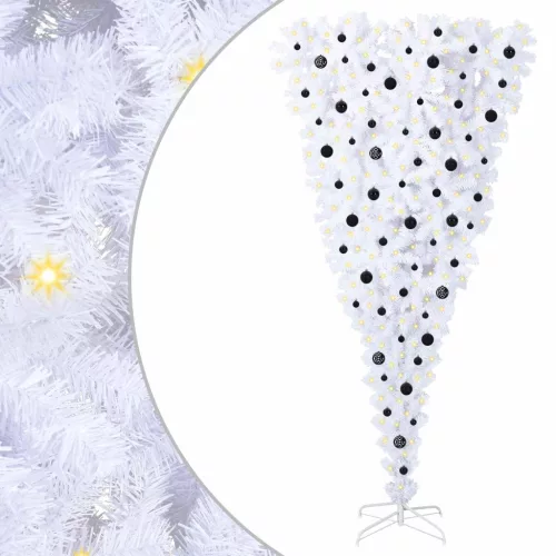  Mű karácsonyfa 300 LED-del állvánnyal Fehér 240 cm PVC és Acél