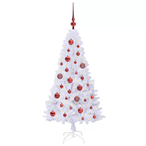  Mű karácsonyfa 150 LED-del állvánnyal Fehér 120 cm PVC és Acél