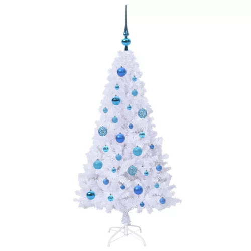  Mű karácsonyfa 150 LED-del állvánnyal Fehér 120 cm PVC és Acél