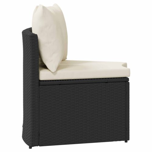  Kanapé Szett 2 pcs Fekete Tömör akácfa és poli rattan