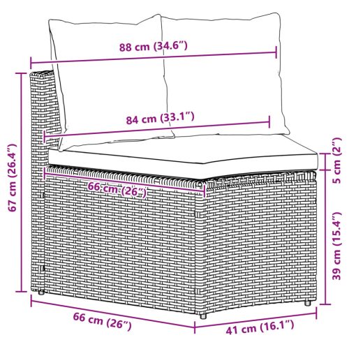  Kanapé Szett 2 pcs Fekete Tömör akácfa és poli rattan