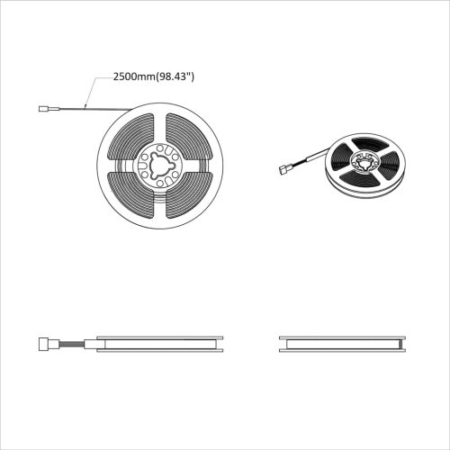  LED szalag 4 pcs Fekete és Átlátszó 250 cm Réz és műanyag