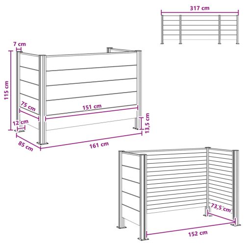  Hulladék Gyűjtő Kerítés Barna 161 x 85 x 115 cm