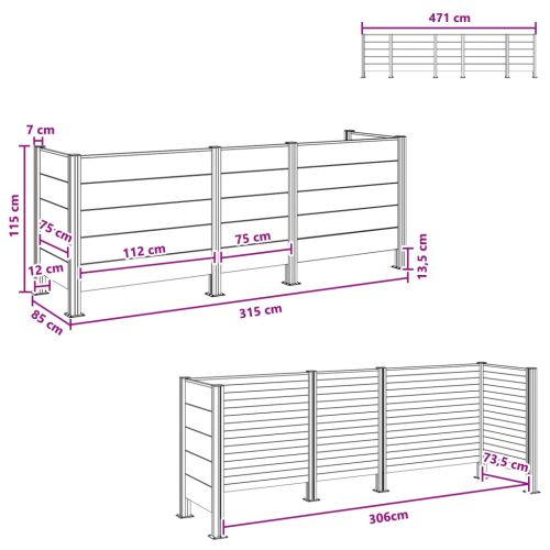  Hulladék Gyűjtő Kerítés Barna 315 x 85 x 115 cm
