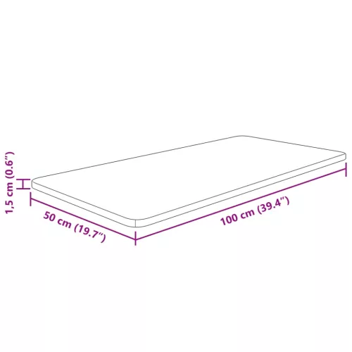  világosbarna kezelt tömör fa fürdőszobai pult 100x50x1,5 cm