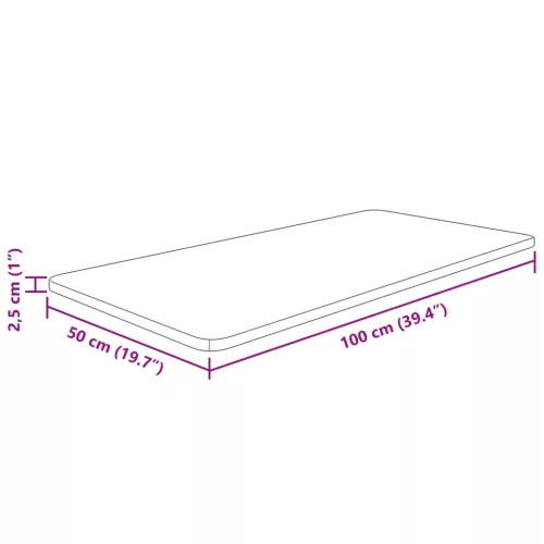  világosbarna kezelt tömör fa fürdőszobai pult 100x50x2,5 cm