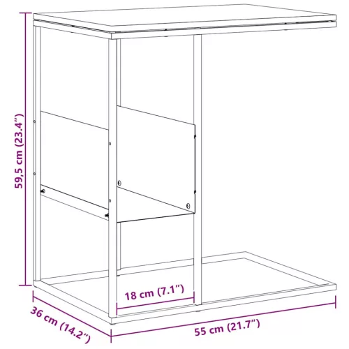  fekete szerelt fa kisasztal 55x36x59,5 cm