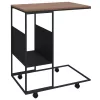  fekete szerelt fa kisasztal kerekekkel 55x36x63,5 cm
