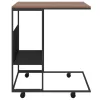  fekete szerelt fa kisasztal kerekekkel 55x36x63,5 cm