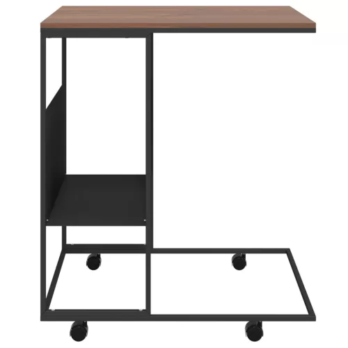  fekete szerelt fa kisasztal kerekekkel 55x36x63,5 cm
