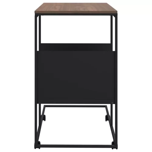  fekete szerelt fa kisasztal kerekekkel 55x36x63,5 cm