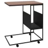  fekete szerelt fa kisasztal kerekekkel 55x36x63,5 cm