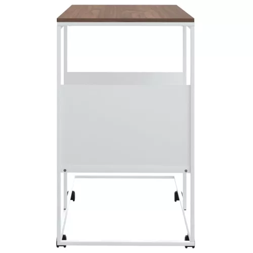  fehér szerelt fa kisasztal kerekekkel 55x36x63,5 cm