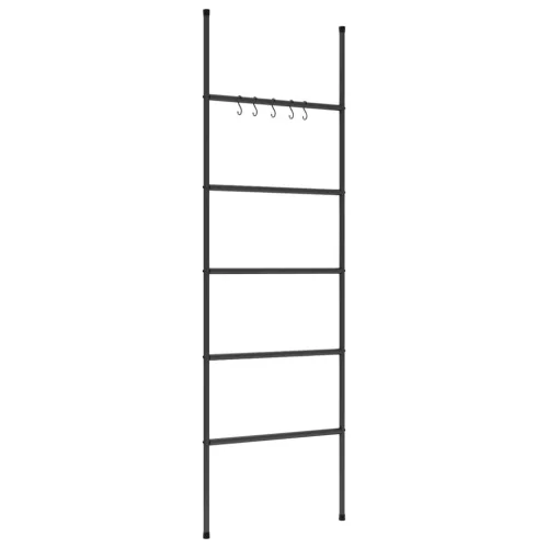  5 szintes fekete vas törölközőtartó létra 58 x 175 cm