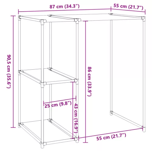  2 szintes szürke mosógép feletti tárolóállvány 87x55x90,5 cm