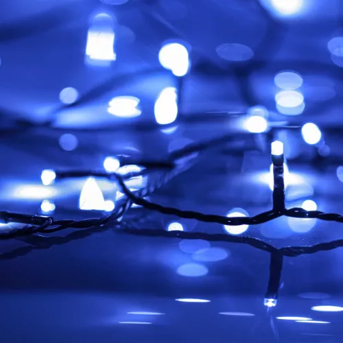  kék fényű PVC LED-füzér 150 LED-el 15 m