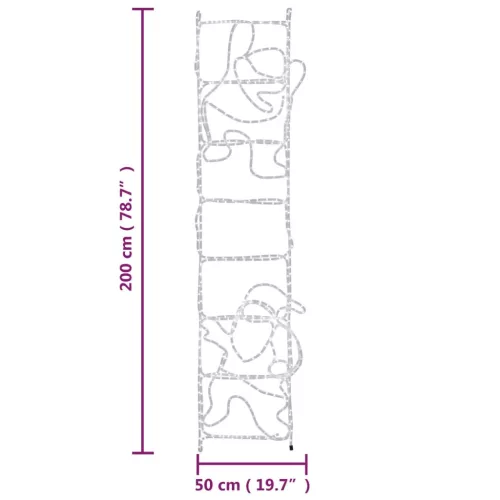  összecsukható Mikulás a létrán figura 552 LED-del 50 x 200 cm