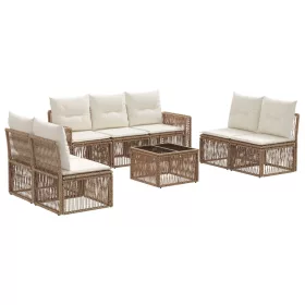  Kerti Kanapé Szett 8 pcs Beige és Krémszínű polirattan
