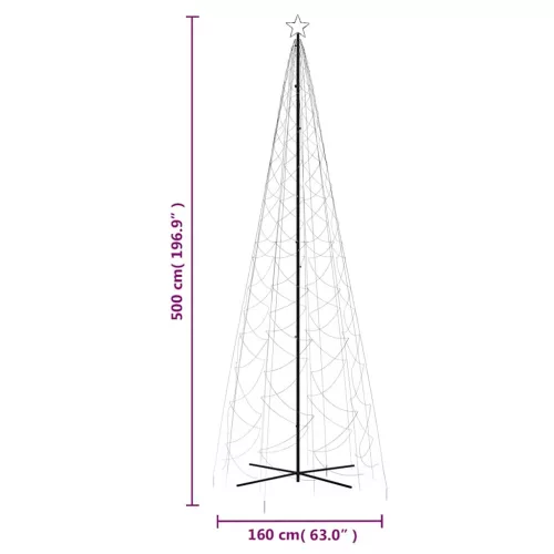  kúp alakú karácsonyfa 1400 hideg fehér LED-del 160 x 500 cm