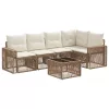  Kerti Kanapé Szett 6 pcs Beige és Krémszínű polirattan