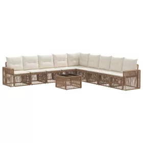    Kerti Kanapé Szett 10 pcs Beige és Krémszínű polirattan