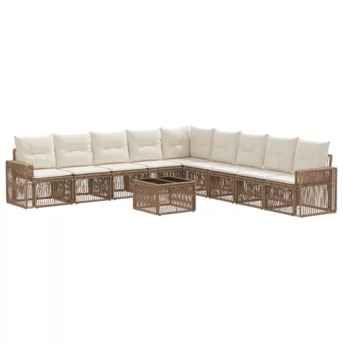  Kerti Kanapé Szett 10 pcs Beige és Krémszínű polirattan