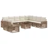  Kerti Kanapé Szett 11 pcs Beige és Krémszínű polirattan