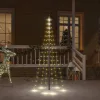  karácsonyfa zászlórúdon 108 meleg fehér LED-del 180 cm