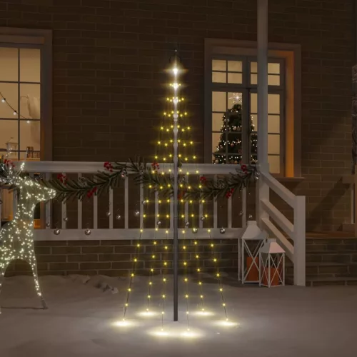  karácsonyfa zászlórúdon 108 meleg fehér LED-del 180 cm