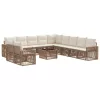  Kerti Kanapé Szett 12 pcs Beige és Krémszínű polirattan