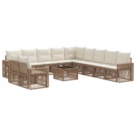    Kerti Kanapé Szett 12 pcs Beige és Krémszínű polirattan