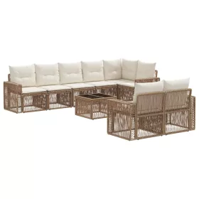  Kerti Kanapé Szett 9 pcs Beige és Krémszínű polirattan