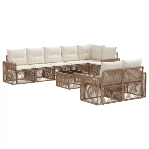  Kerti Kanapé Szett 9 pcs Beige és Krémszínű polirattan