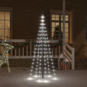  karácsonyfa zászlórúdon 108 hideg fehér LED-del 180 cm