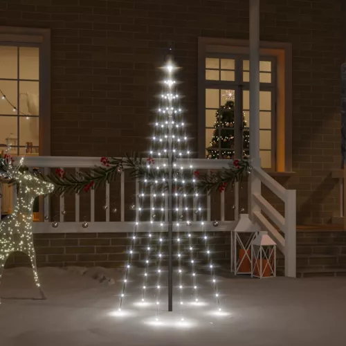 karácsonyfa zászlórúdon 108 hideg fehér LED-del 180 cm