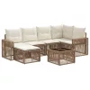  Kerti Kanapé Szett 7 pcs Beige és Krémszínű polirattan