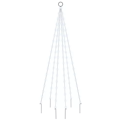  karácsonyfa zászlórúdon 108 hideg fehér LED-del 180 cm