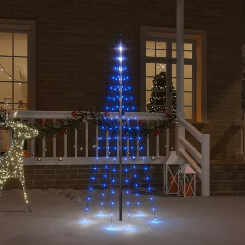  karácsonyfa zászlórúdon 108 kék LED-del 180 cm