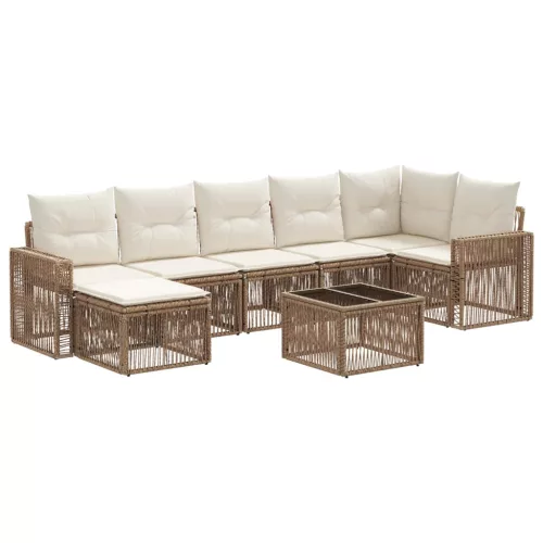  Kerti Kanapé Szett 8 pcs Beige és Krémszínű polirattan