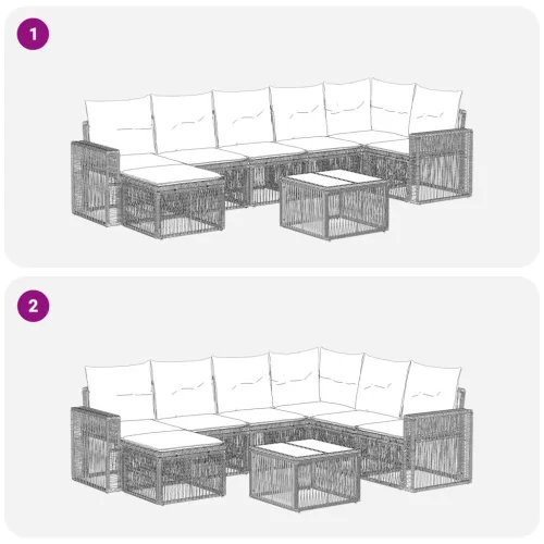  Kerti Kanapé Szett 8 pcs Beige és Krémszínű polirattan