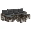  Kerti Kanapé Szett 7 pcs Szürke és sötétszürke polirattan