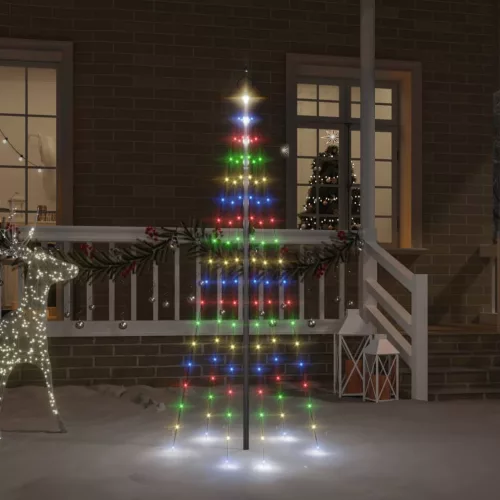  karácsonyfa zászlórúdon 108 színes LED-del 180 cm