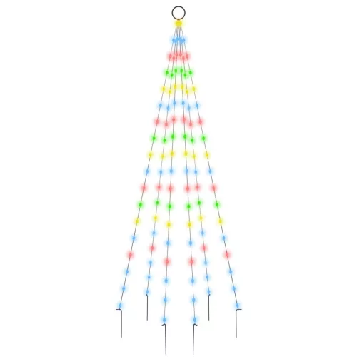  karácsonyfa zászlórúdon 108 színes LED-del 180 cm