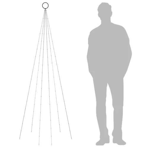 karácsonyfa zászlórúdon 108 színes LED-del 180 cm