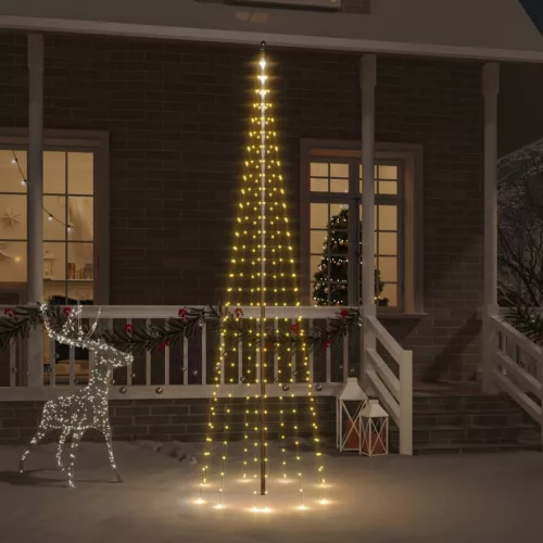  karácsonyfa zászlórúdon 310 meleg fehér LED-del 300 cm