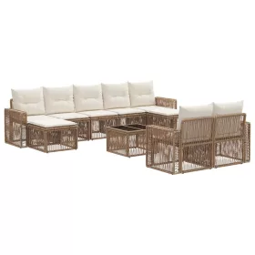    Kerti Kanapé Szett 10 pcs Beige és Krémszínű polirattan