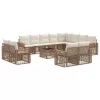 Kerti Kanapé Szett 13 pcs Beige és Krémszínű polirattan
